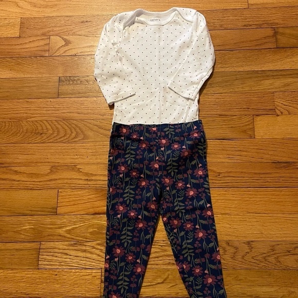4-Piece Fall Floral Maroon Outfit Bundle | 18 mo - Picture 2 of 10